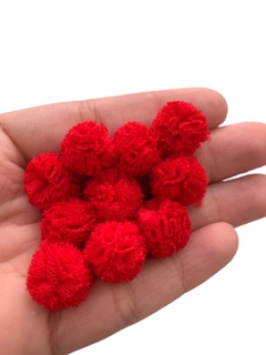 POMPOM MALHA VERMELHO 15MM - 10 UNIDADES