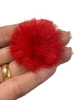 POMPOM ACHATADINHO VERMELHO (4,5CM)- 02 UNIDADES