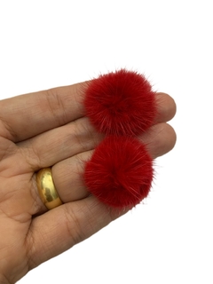 POMPOM ACHATADINHO VERMELHO (2,5CM) - 02 UNIDADES