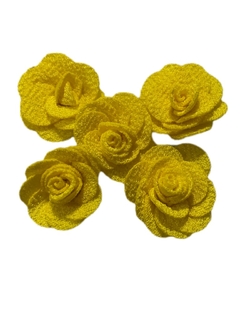 FLOR DE TECIDO 3CM AMARELO - 5 UNIDADES