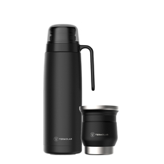 Termo Acero Inox. 1L - Negro Clickmate + Mate Tupi Termolar