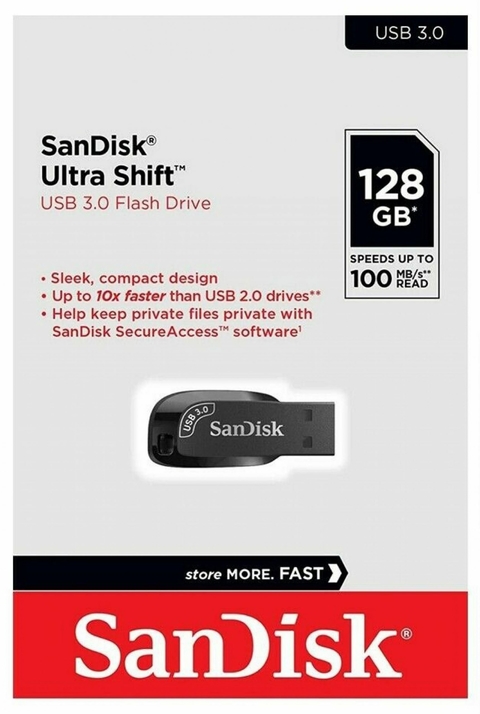 PENDRIVE 128GB 3.0 SANDISK ULTRA SHIFT NEGRO