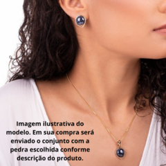 Amazonita Bege Perolada Conjunto Gota Colar e Brincos Banho Ouro 18k - loja online