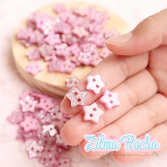 Brilha Estrelinha Glitter Tons de Rosa - 30 Unidades - 11 mm - comprar online