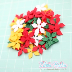 Flores de Natal Coloridas - 2cm - 40 Unidades