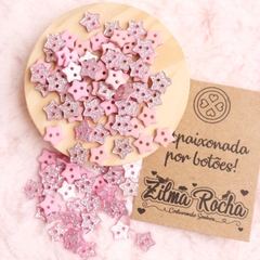 Brilha Estrelinha Glitter Tons de Rosa - 30 Unidades - 11 mm