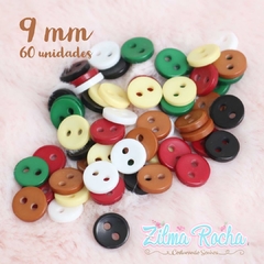 Coleção Noel - Mini Botões com 9 mm - 60 Unidades