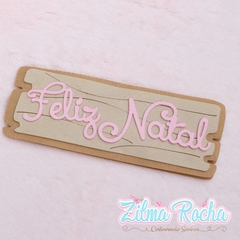 Plaquinha Feliz Natal 17 cm x 6 cm - Escolha a Cor - comprar online