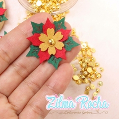 Flores para o Natal - Recortes de Feltro + Meia Pérola Dourada na internet
