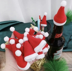 Mini Touca de Papai Noel para Decoração 10 Unidades, Ideal de Detalhes em Árvores, Guirlandas e Outros , Natal, Ano Novo