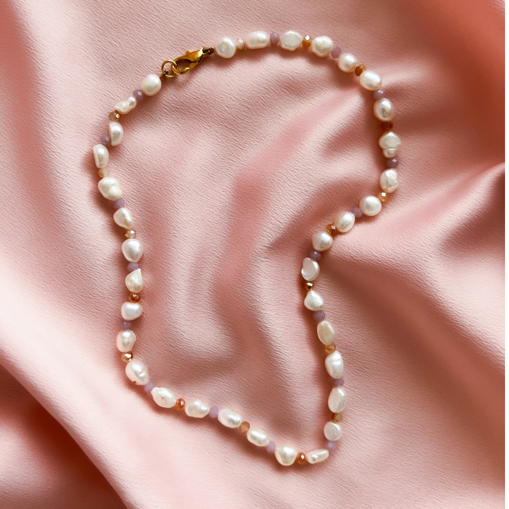 Collar Perlas de Rio + Cristal (Oro) - Josefa Bohemia