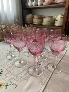 Juego de 6 copas rosadas talladas - comprar online