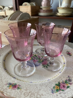 6 copas vidrio grabadas rosas - comprar online