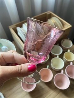6 copas vidrio grabadas rosas en internet