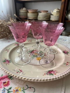 Juego de 8 copas rosadas grabadas al acido - comprar online