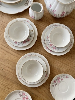 Trio de té porcelana nacional Verbano (taza + plato de té + plato de postre 17,5cm) - HappyTea! - Vajilla vintage