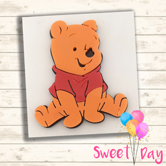 Aplique colorido Urso Pooh 8 cm ( 05 peças)