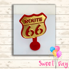 Aplique Route 66 colorido com base 8 cm (05 peças )