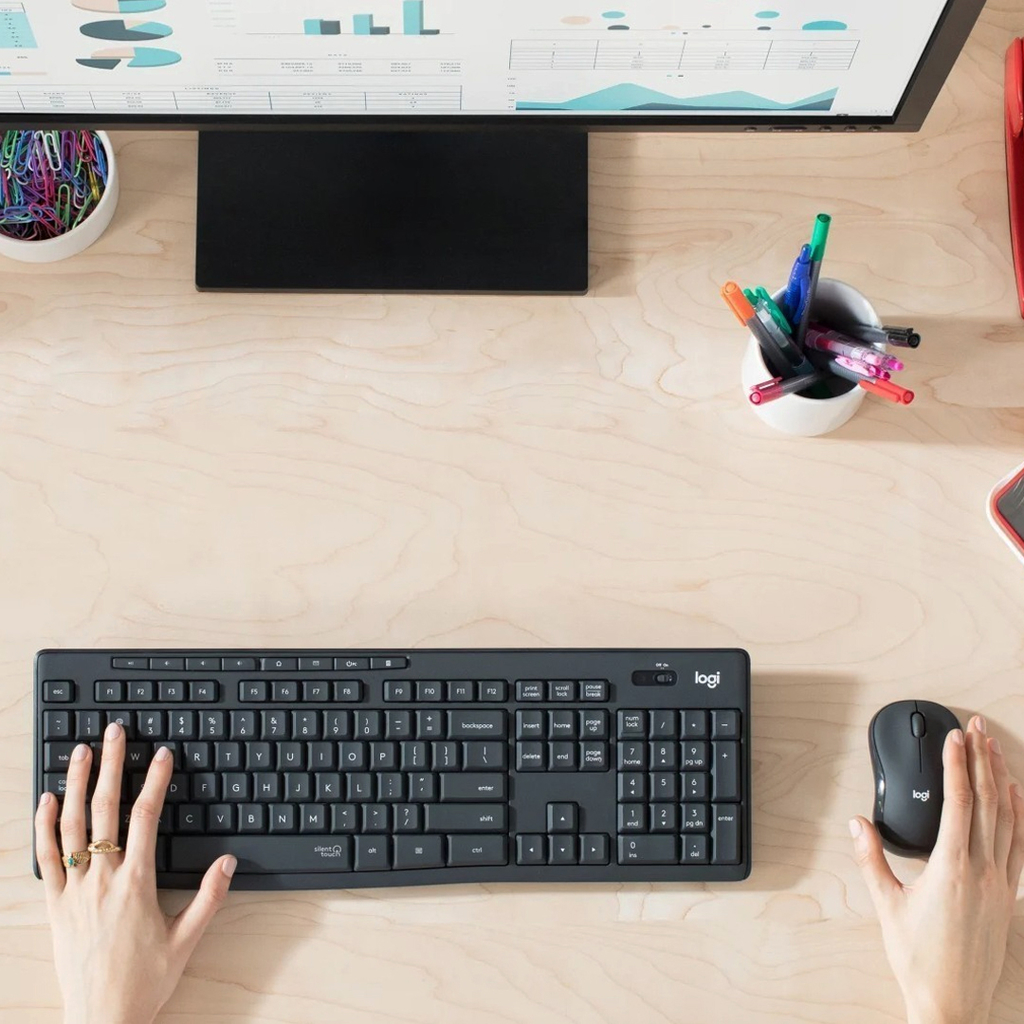 Combinación de teclado y ratón inalámbricos silenciosos MK295