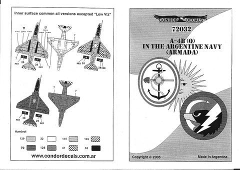 Condor Decals 72032 1/72 A-4 B Q En La Armada Argentina