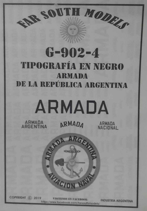 Far South Models G-902-4 Tipografia En Negro - Armada Arg.