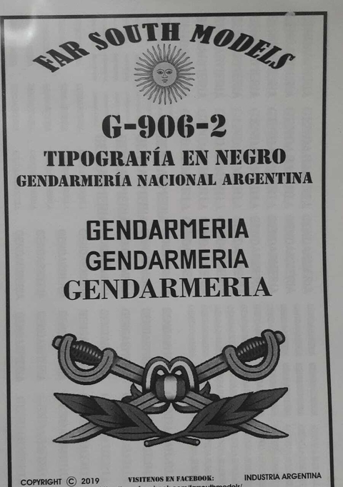 Far South Models G-906-2 Tipografia En Negro - Gendarmeria