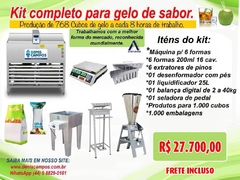 Kit Completo Gelo Sabor 768 cubos 200ml a cada 8 horas de trabalho.