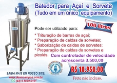 Batedor p/ Calda de Sorvetes e Açai 100 Litros.p