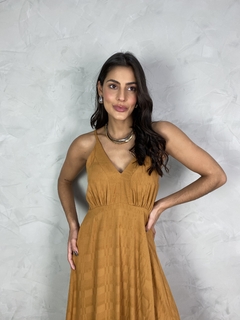 Vestido longo maquinetado alcinha - comprar online