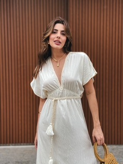 Vestido longo boho manga curta - comprar online