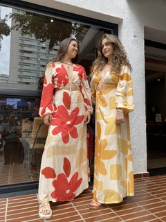 Vestido longo maxi floral e abertura - comprar online