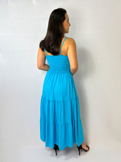 VESTIDO MIDI DE ALÇA COM RECORTE NO BUSTO - AZUL - comprar online