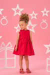 Vestido Infantil Mon Sucré Vermelho com Laço Frontal