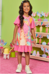 Vestido Infantil Verão Girafa Kukie Rosa