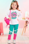 Conjunto Infantil Momi Cat Blogger Branco e Verde