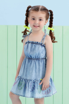 Vestido Infantil Jeans com Apliques Mon Sucré - comprar online