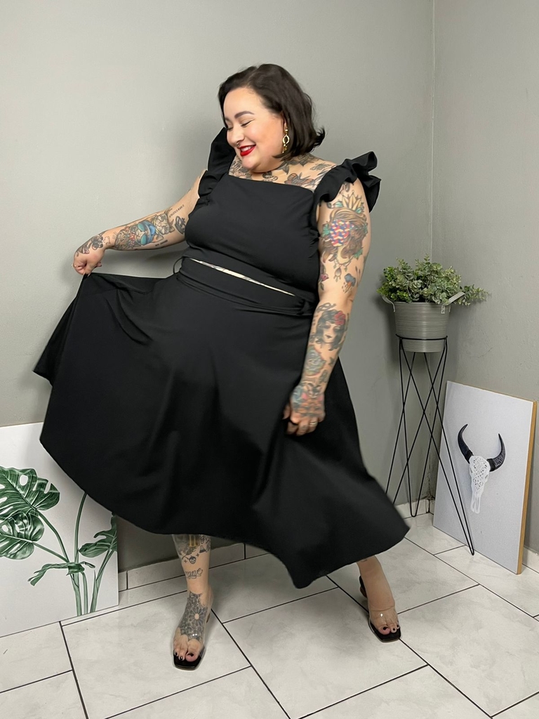 Saia Godê em Tricoline Branca Plus Size