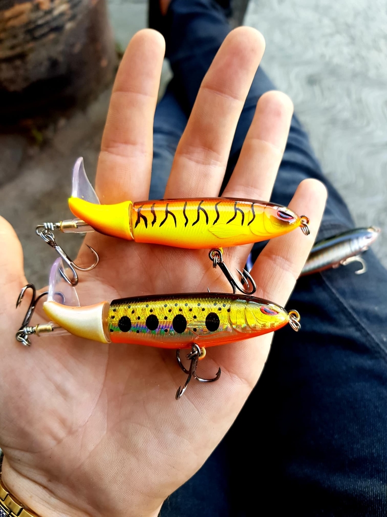6X Whopper Plopper Floating Bass Lures Fishing Topwater Lure Rotating Tail