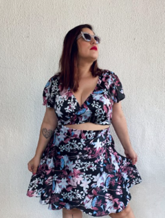 Cropped Floral Roxo