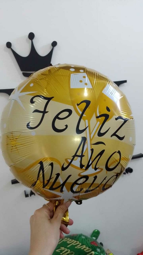 REDONDO 18 FELIZ AÑO NUEVO x1 U DORADO