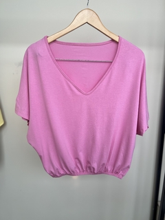 Blusa Candy Elastico gola V rosa