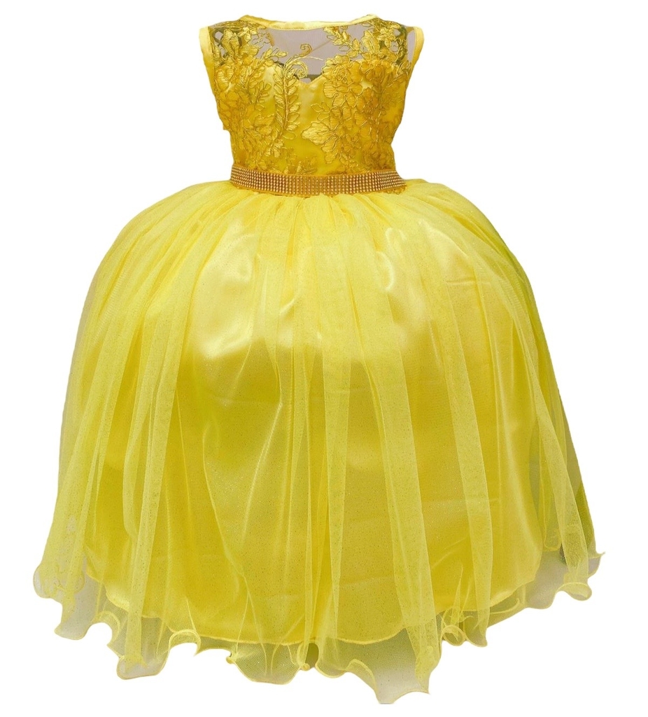 Vestido Infantil Daminha Casamento Formatura 4 A 12 Anos Amarelo 2109