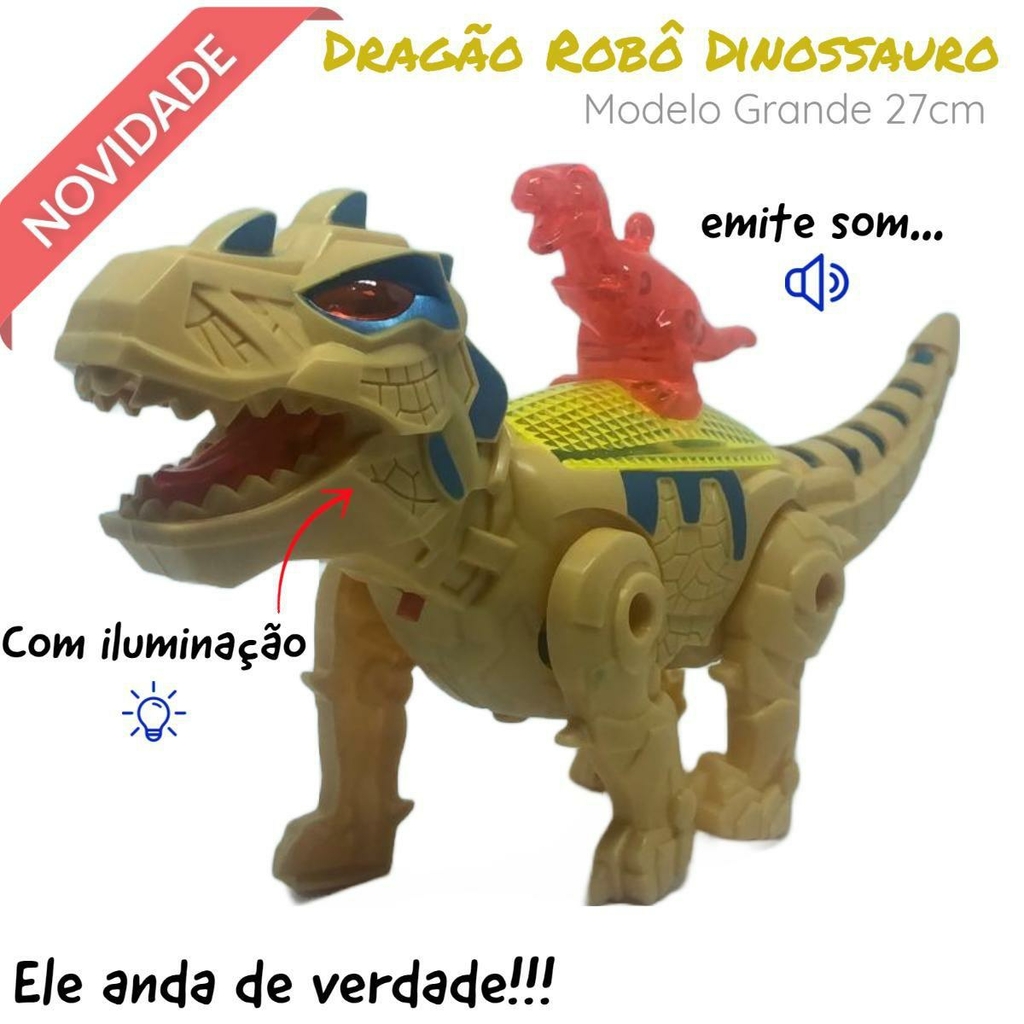 Dinossauro de Brinquedo Tiranossauro Rex - Emite Som e Luz com