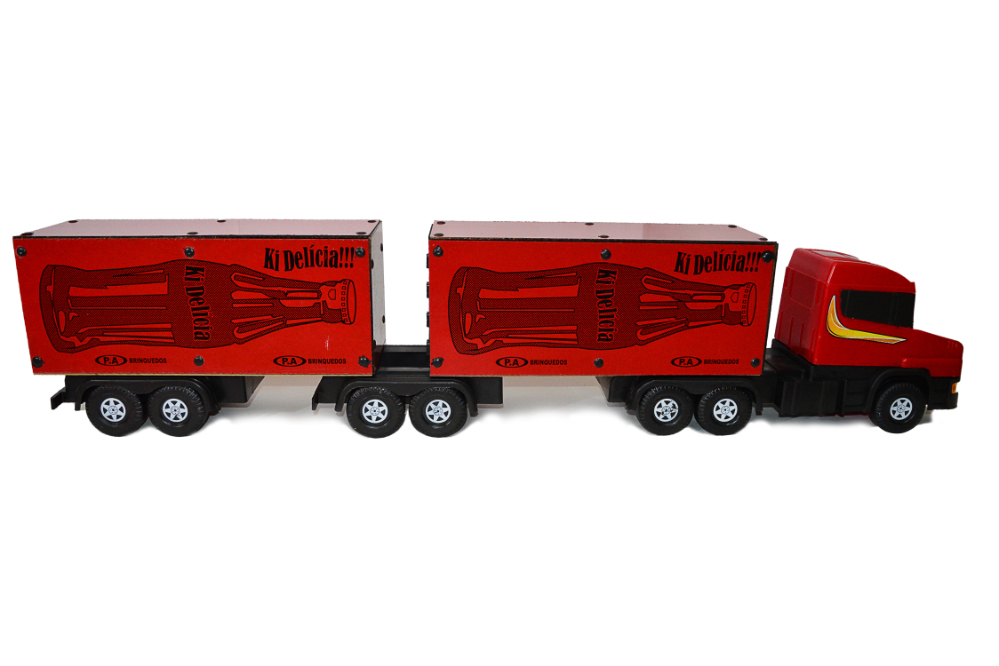 Caminhão Boiadeiro Bi-Truck em Madeira Vermelho