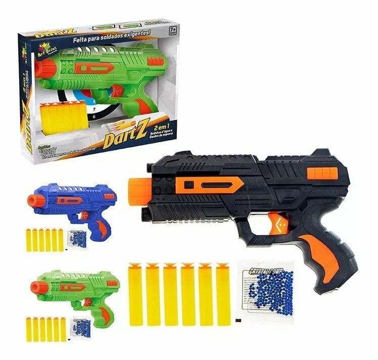 Brinquedo Arma Bolinha De Gel + Dardo Nerf Arminha Brinquedo