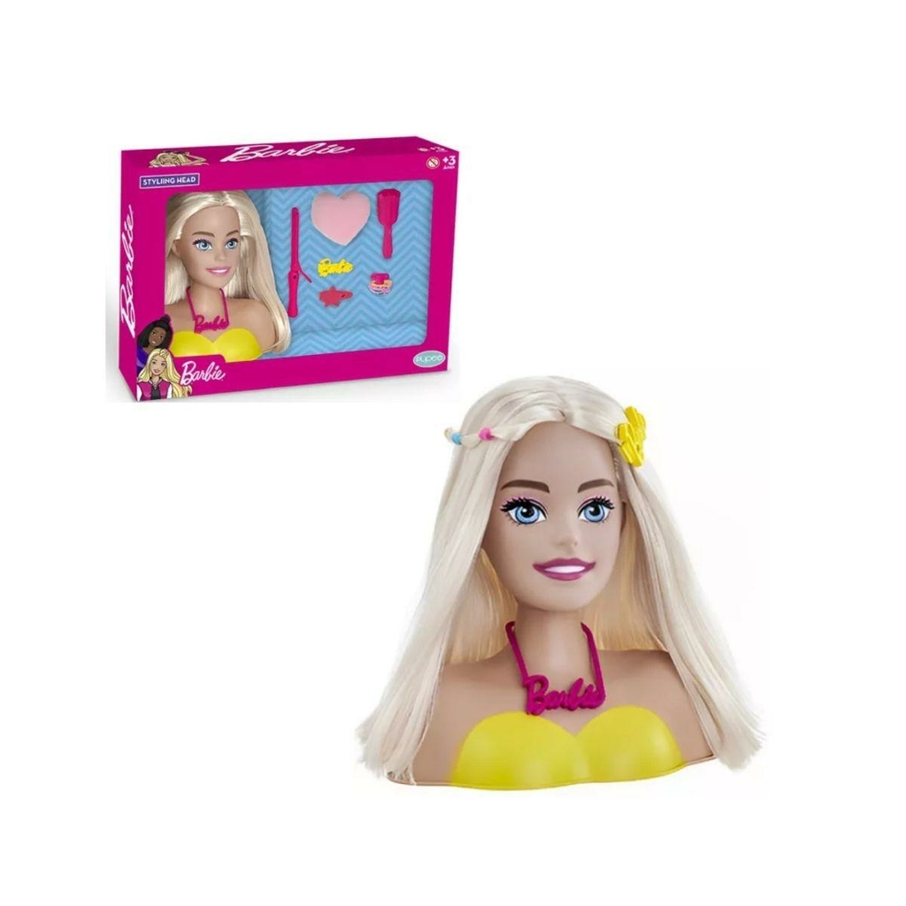 Boneca Barbie Busto Para Pentear e Maquiar Com Acessórios Salão De Beleza