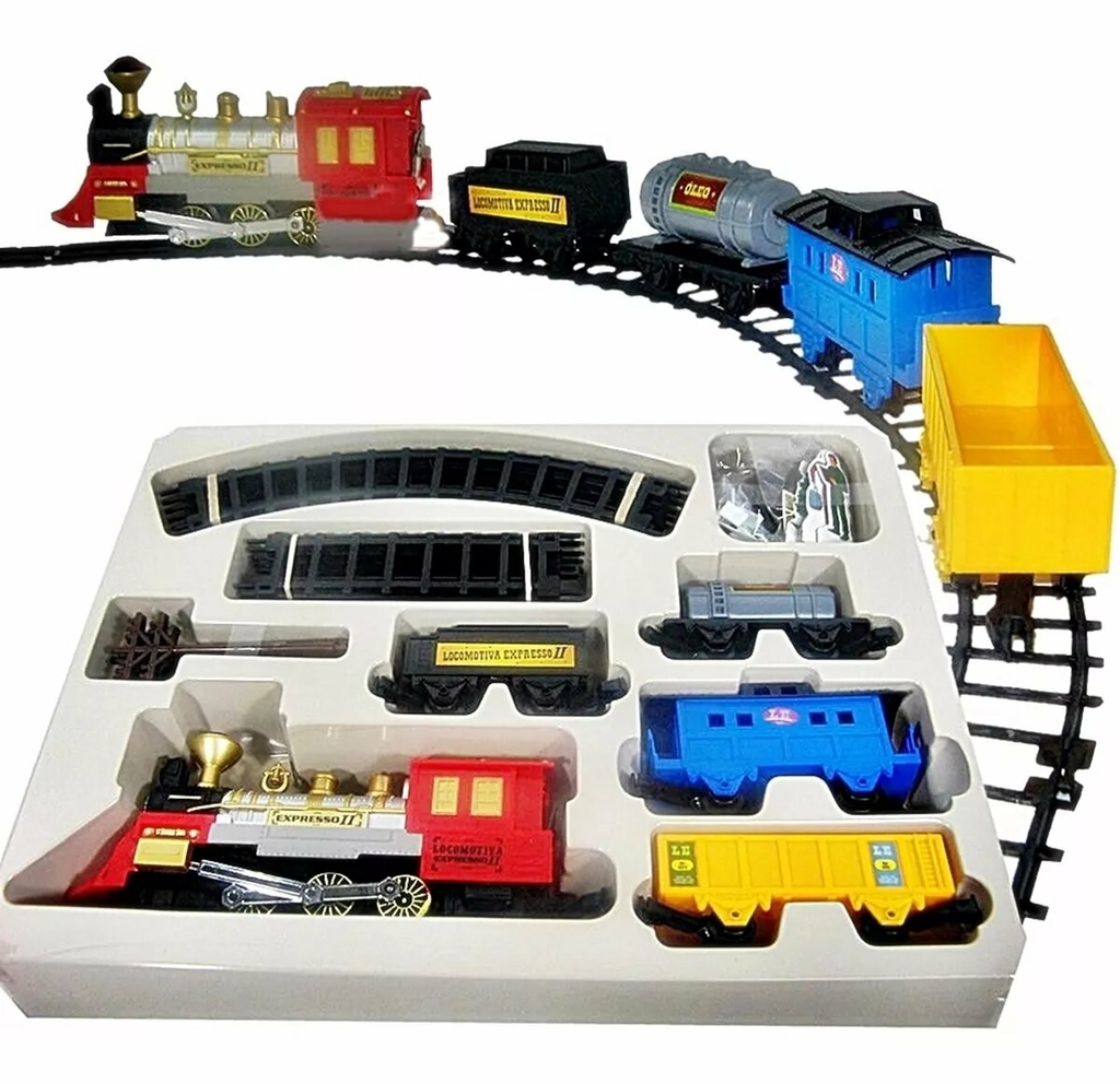 Pista Trenzinho Trem Brinquedo Locomotiva A Corda Divertido