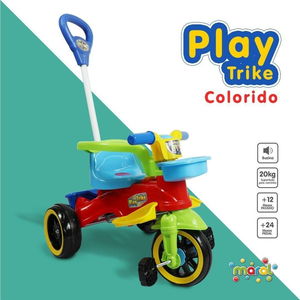 Triciclo Infantil Empurrador C/ Haste Trike Rosa Magic Toys