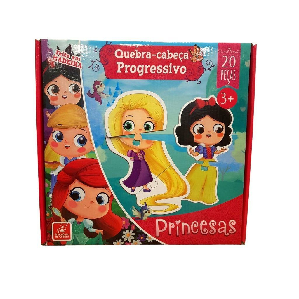 Quebra-Cabeça Progressivo - Princesas - 20 Peças - MDF