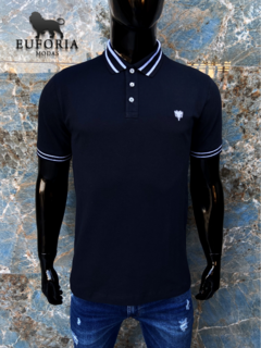 CAMISA POLO CAVALERA COLOR FRISOS PRETO